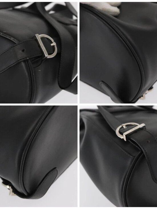 Salvatore Ferragamo Gancini Backpack Leather Black Silver Auth BA9687 main image 14